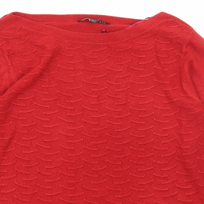 Love Knitwear Womens Red Boat Neck Geometric Acrylic Pullover Jumper Size 16   - BHS