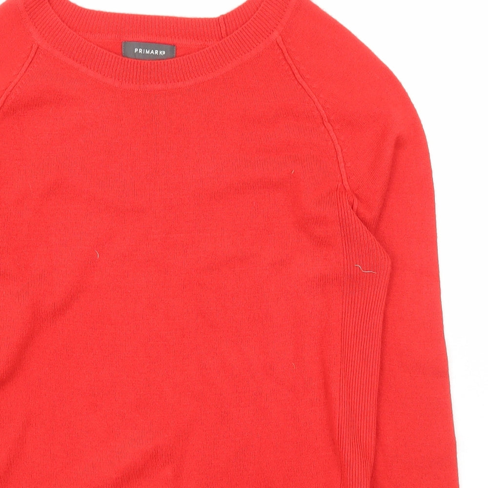 Primark Womens Red Collared  Acrylic Pullover Jumper Size S
