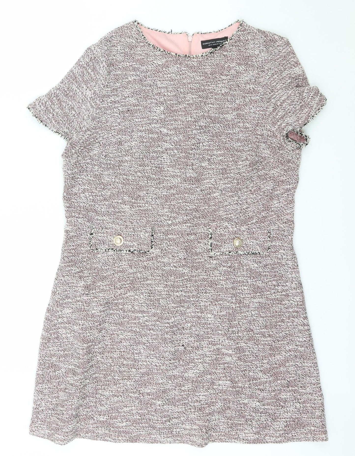 Dorothy Perkins Womens Pink  Polyester Bodycon  Size 18  Boat Neck Zip