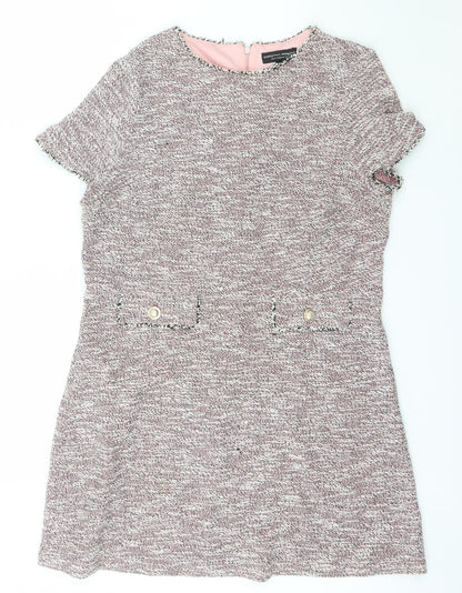 Dorothy Perkins Womens Pink  Polyester Bodycon  Size 18  Boat Neck Zip