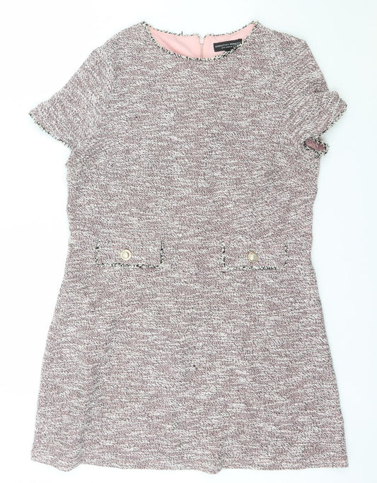 Dorothy Perkins Womens Pink  Polyester Bodycon  Size 18  Boat Neck Zip