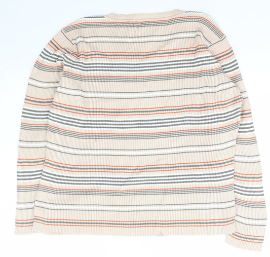 Damart Womens Multicoloured V-Neck Striped Cotton Pullover Jumper Size L
