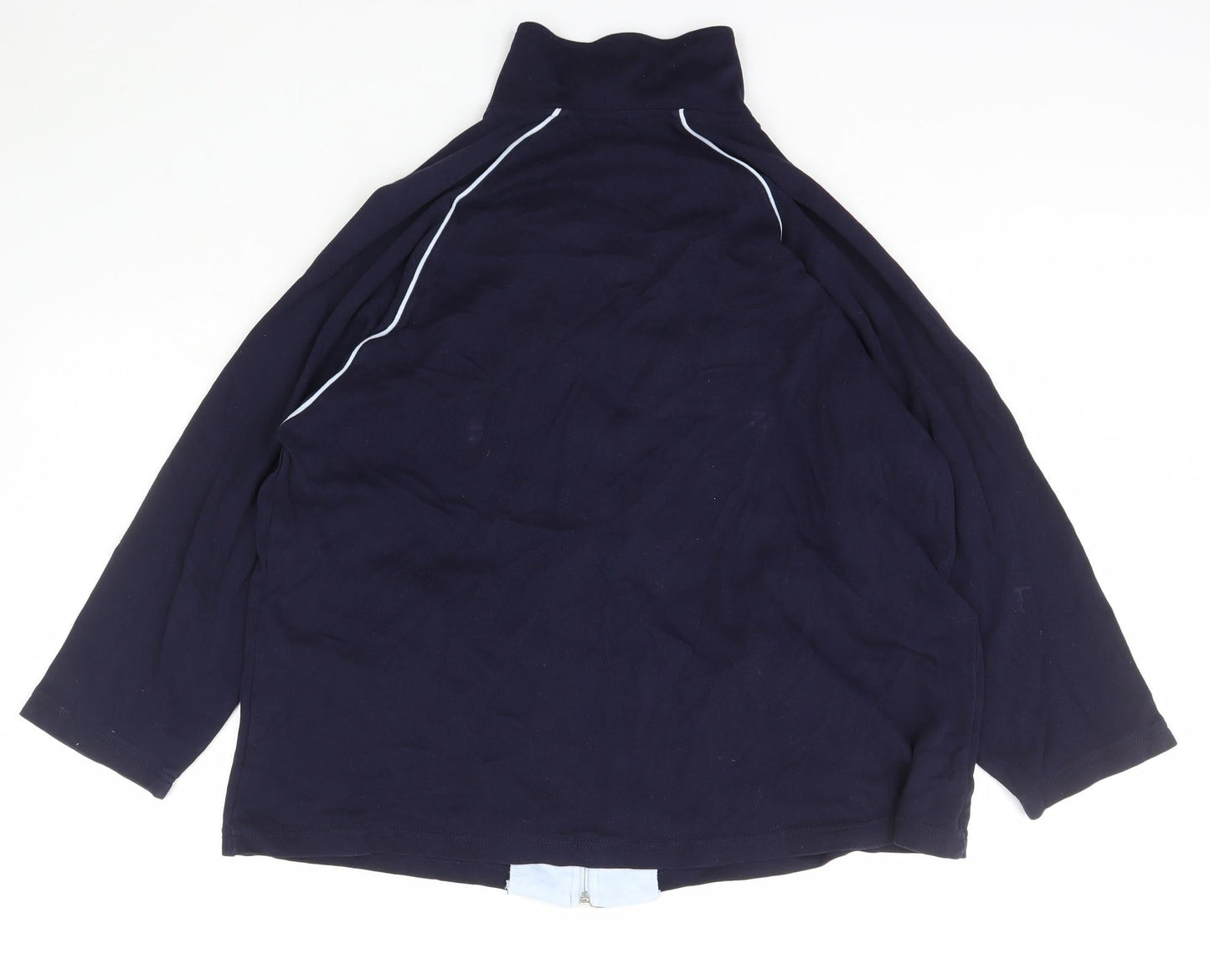 Daxon Womens Blue High Neck  Cotton Full Zip Jumper Size 18