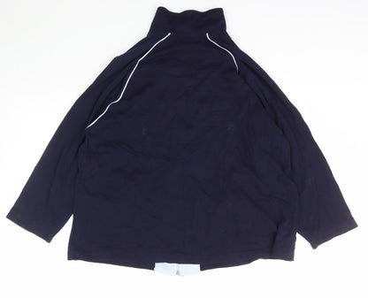 Daxon Womens Blue High Neck  Cotton Full Zip Jumper Size 18