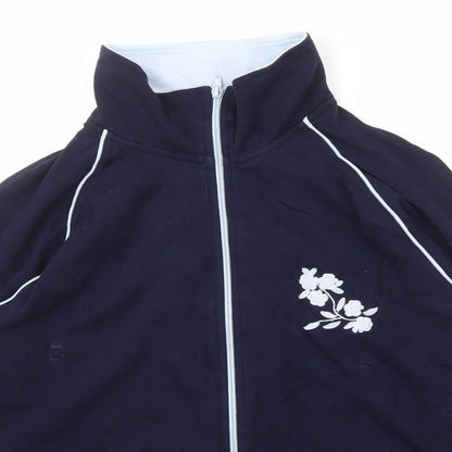 Daxon Womens Blue High Neck  Cotton Full Zip Jumper Size 18