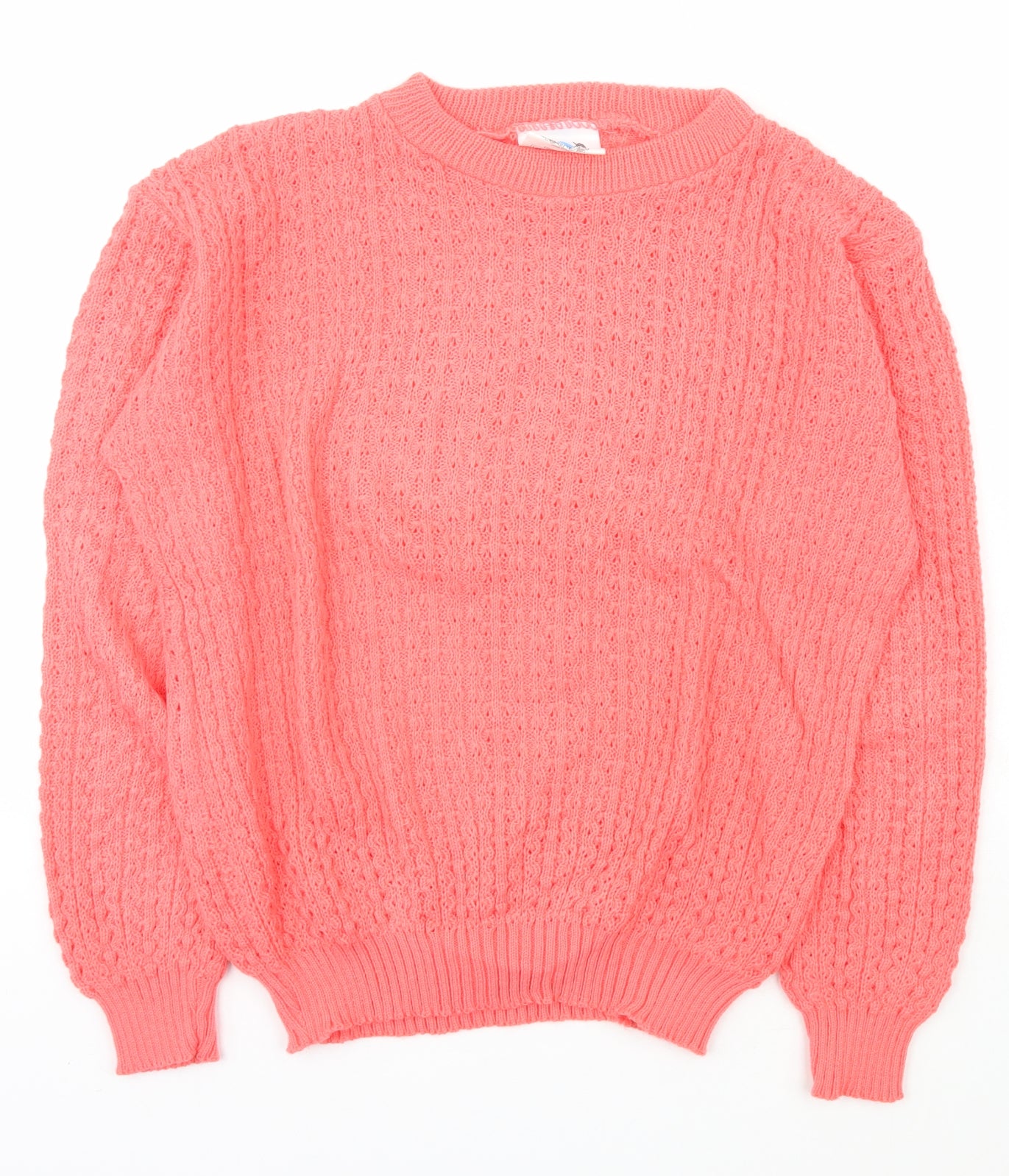 LKY Womens Pink Scoop Neck  Acrylic Pullover Jumper Size M