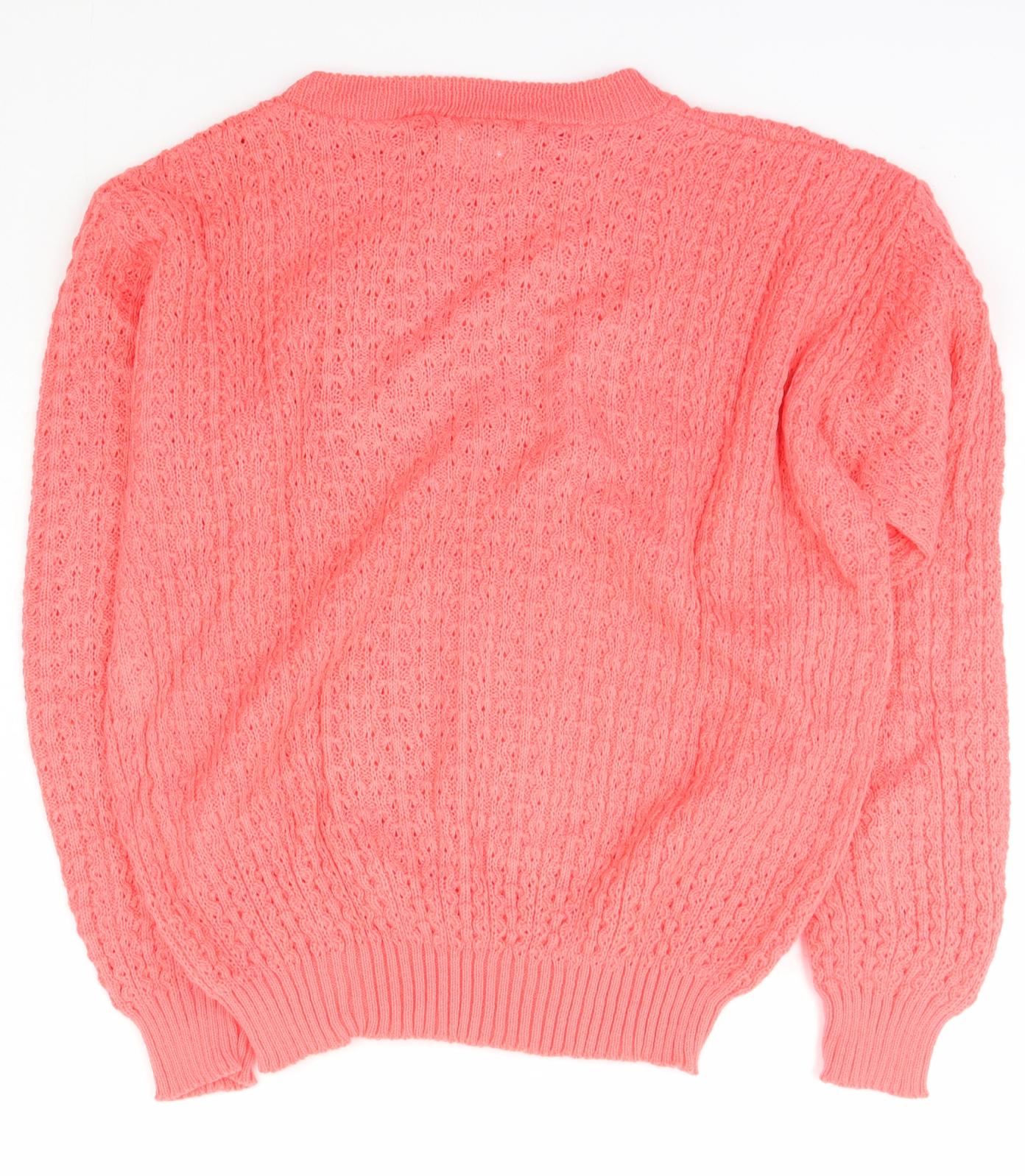 LKY Womens Pink Scoop Neck  Acrylic Pullover Jumper Size M