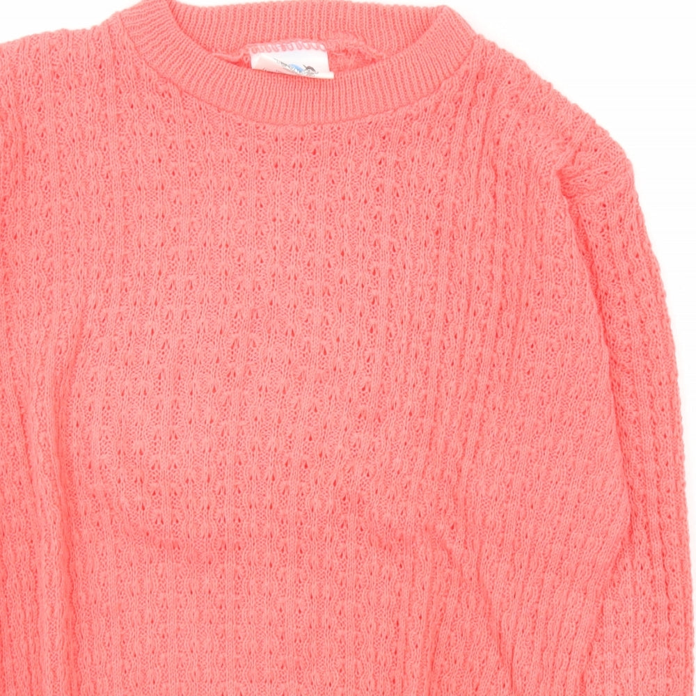 LKY Womens Pink Scoop Neck  Acrylic Pullover Jumper Size M