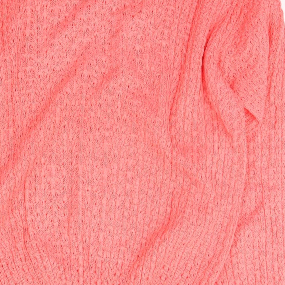 LKY Womens Pink Scoop Neck  Acrylic Pullover Jumper Size M