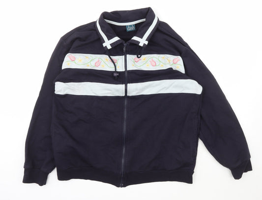 DASH Womens Blue Collared  Cotton Full Zip Jumper Size 18