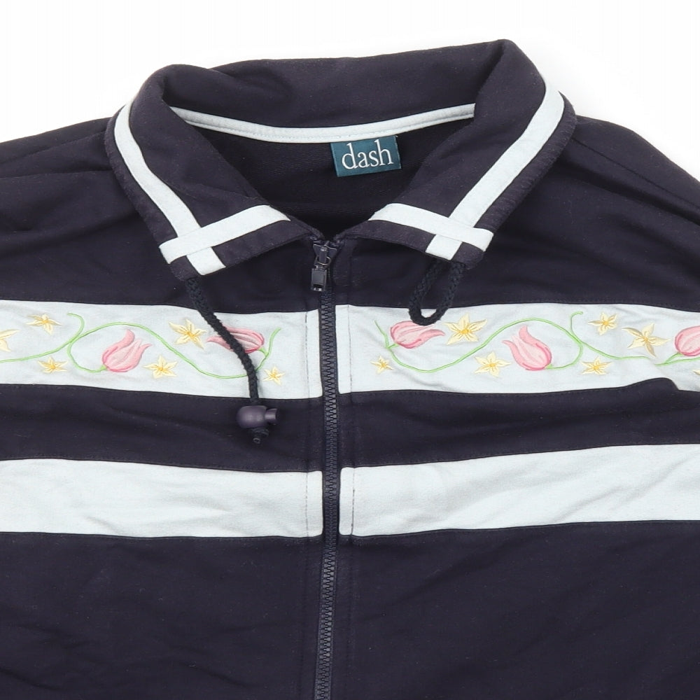 DASH Womens Blue Collared  Cotton Full Zip Jumper Size 18