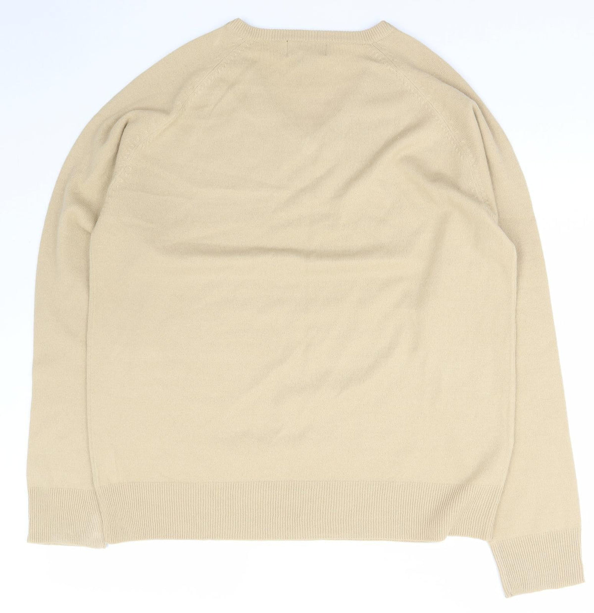 Lime Mens Beige V-Neck  Acrylic Pullover Jumper Size XL