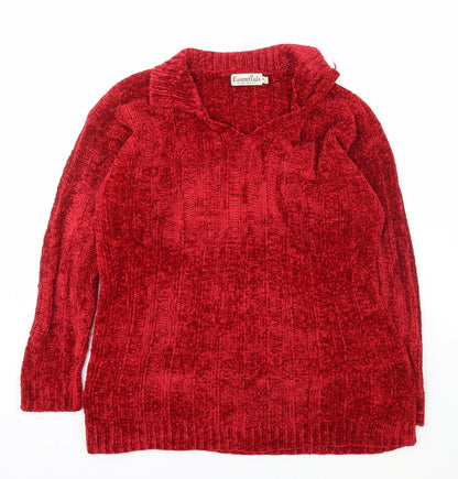 Womens UK Size L Essentials Red Pullover Jumper