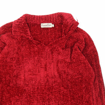 Womens UK Size L Essentials Red Pullover Jumper