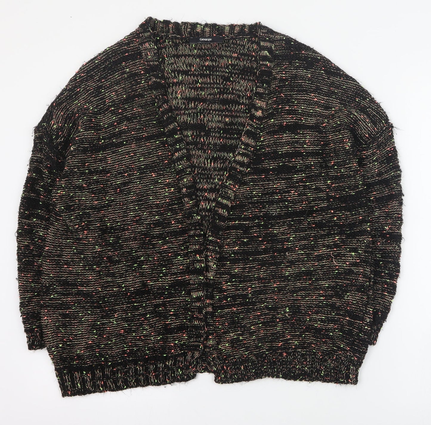 George Womens Black V-Neck  Acrylic Cardigan Jumper Size 8