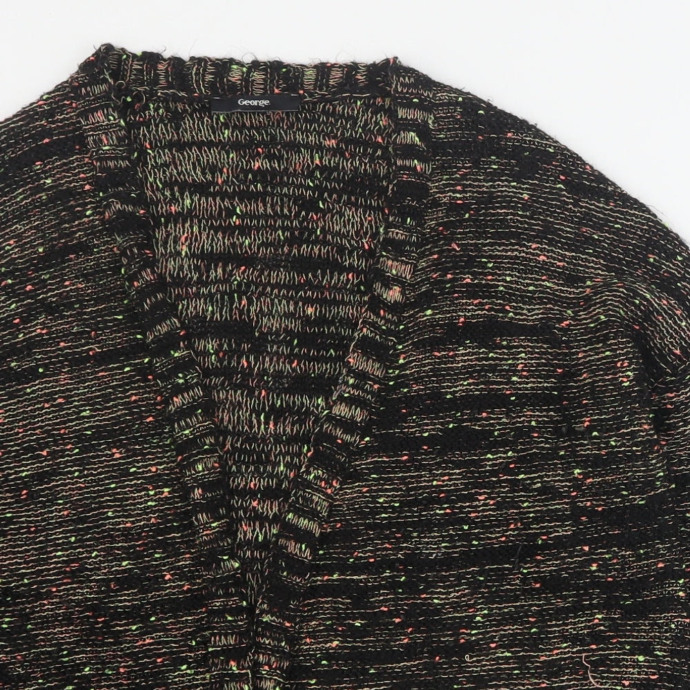 George Womens Black V-Neck  Acrylic Cardigan Jumper Size 8