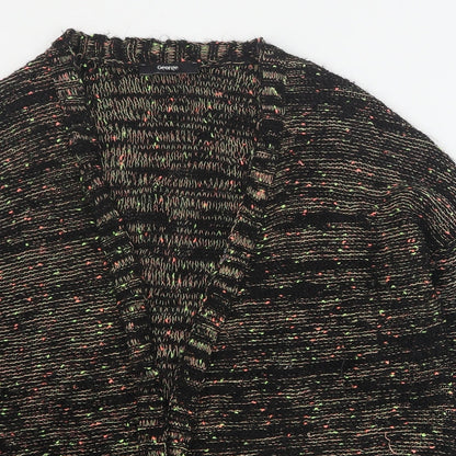 George Womens Black V-Neck  Acrylic Cardigan Jumper Size 8