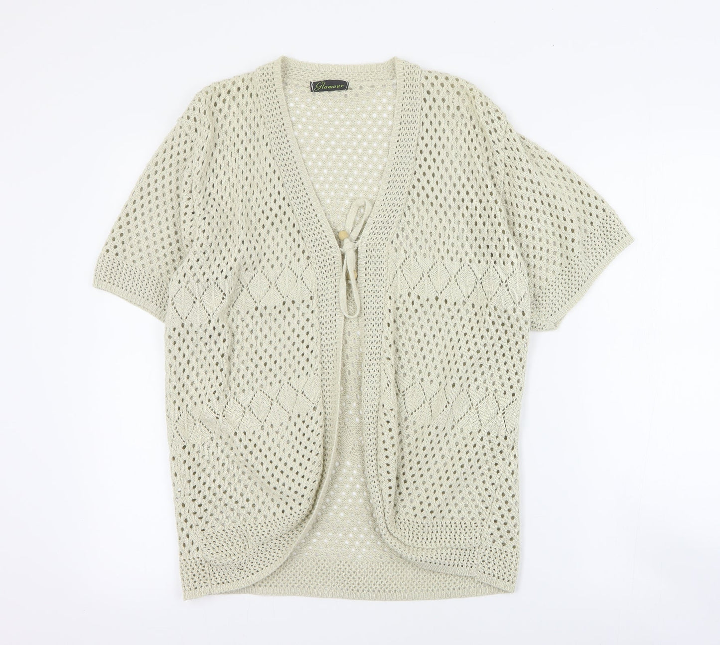 Glamour Womens Beige V-Neck  Cotton Cardigan Jumper Size XL