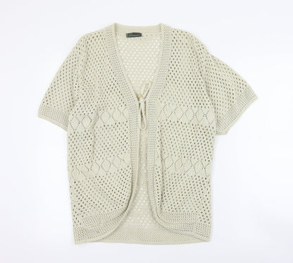 Glamour Womens Beige V-Neck  Cotton Cardigan Jumper Size XL