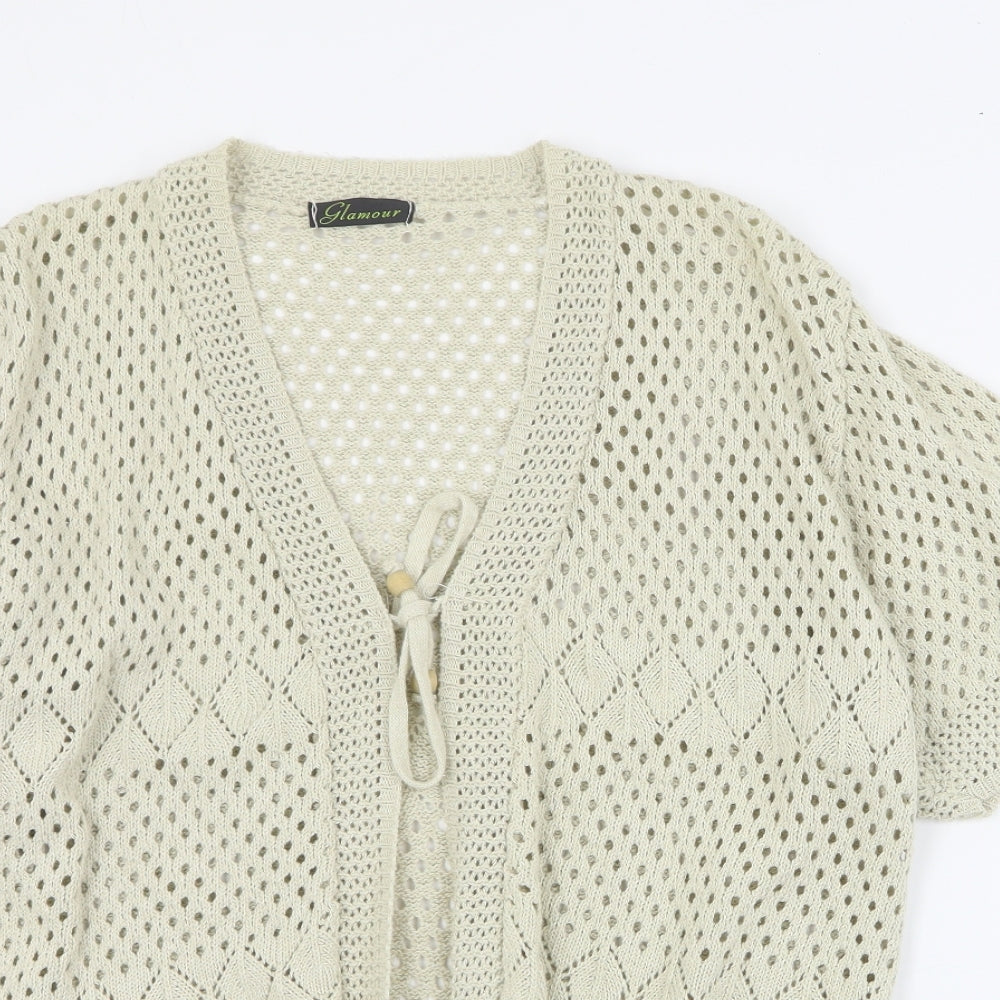 Glamour Womens Beige V-Neck  Cotton Cardigan Jumper Size XL