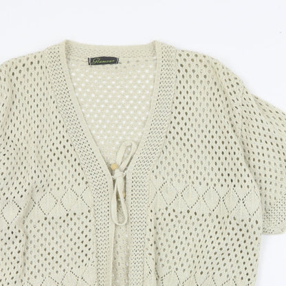 Glamour Womens Beige V-Neck  Cotton Cardigan Jumper Size XL