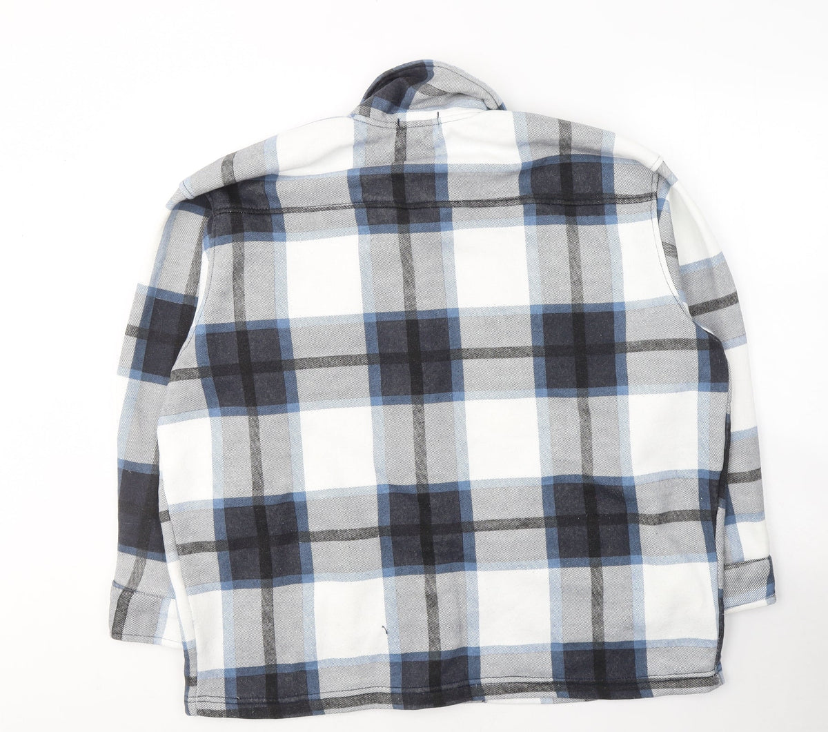 MALAIKA Womens White Plaid  Varsity Jacket Coat Size L  Button