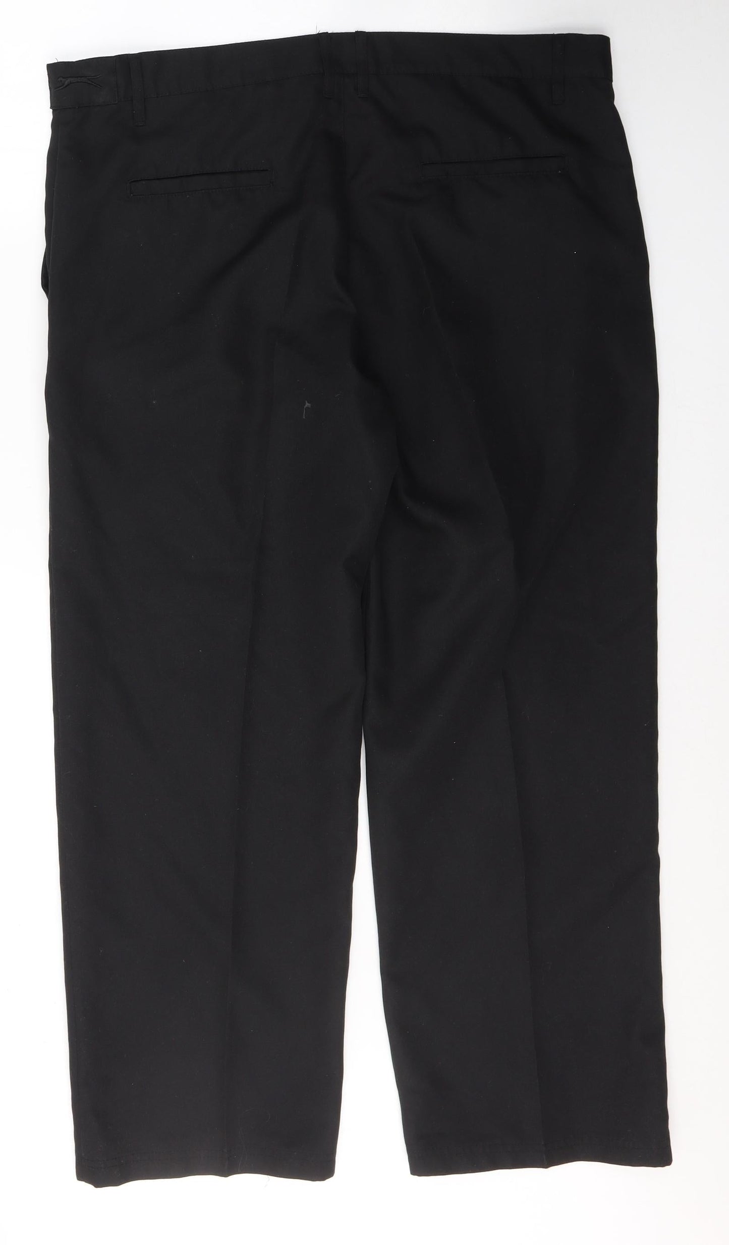 Slazenger Mens Black  Polyester Trousers  Size 37 L29 in Slim Button