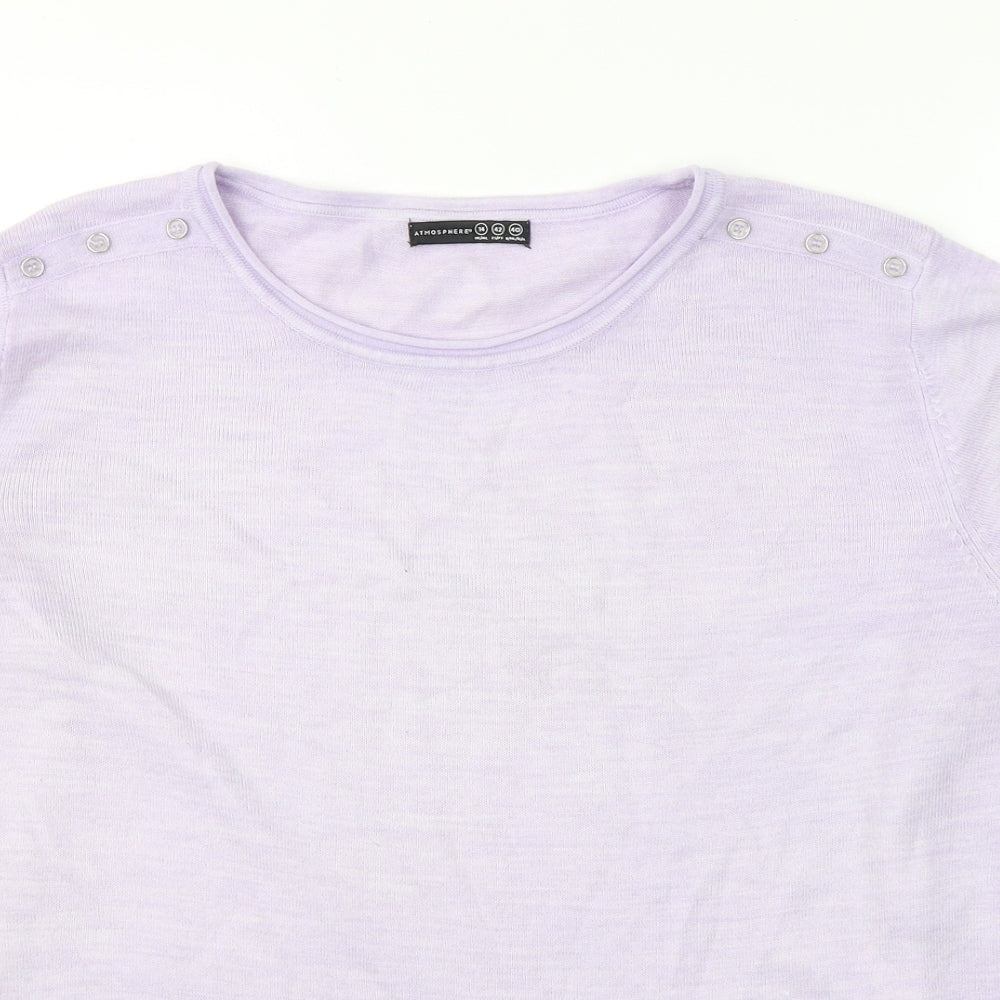 Atmosphere Womens Purple Round Neck  Acrylic Pullover Jumper Size 14