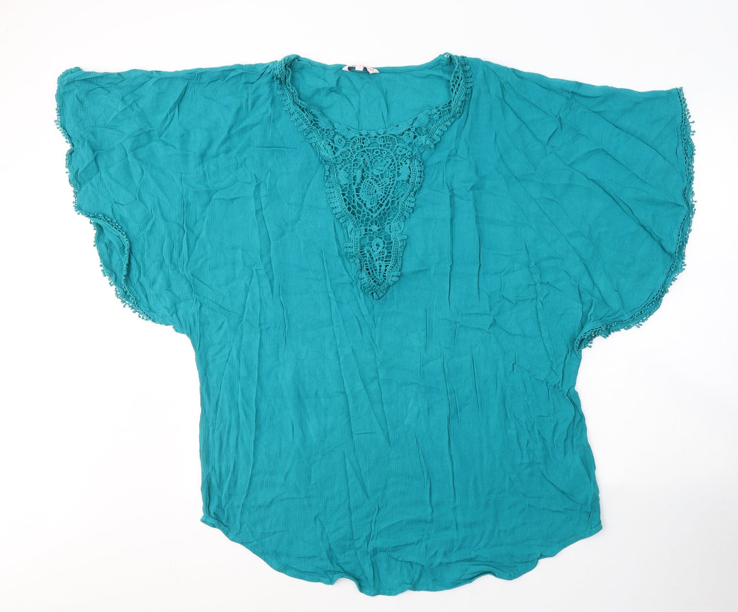 Womens UK Size 14 Butterfly Blue Basic T-Shirt