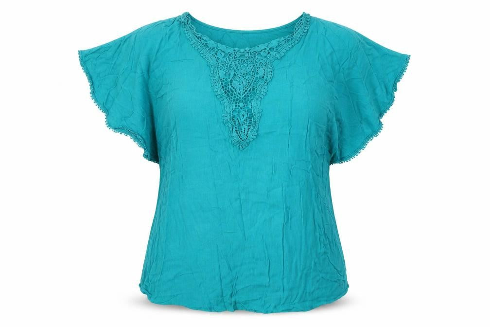 Womens UK Size 14 Butterfly Blue Basic T-Shirt