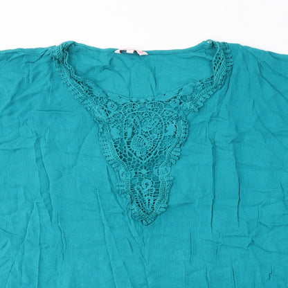 Womens UK Size 14 Butterfly Blue Basic T-Shirt