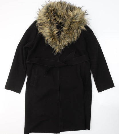 Made in Italy Womens Black   Overcoat Coat Size S  Tie