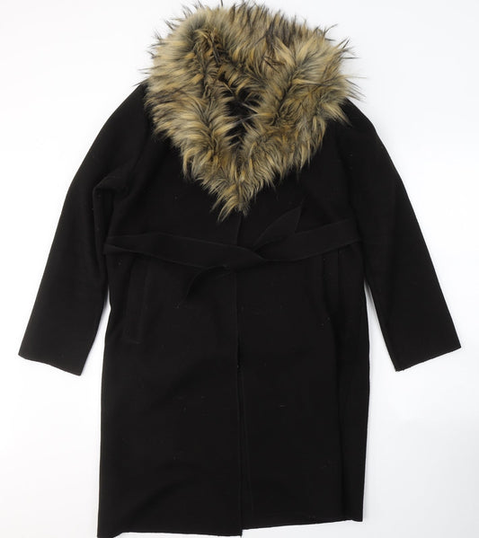 Made in Italy Womens Black   Overcoat Coat Size S  Tie