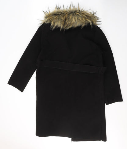 Made in Italy Womens Black   Overcoat Coat Size S  Tie