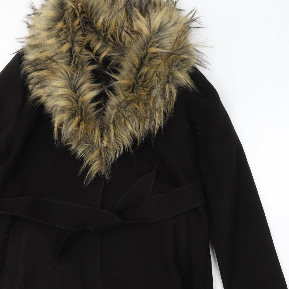 Made in Italy Womens Black   Overcoat Coat Size S  Tie