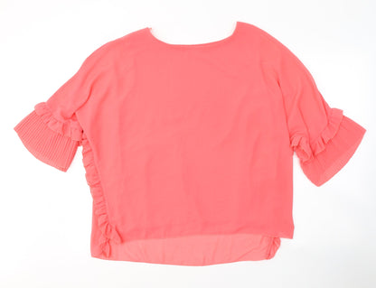 Quiz Womens Pink  Polyester Basic Blouse Size M Round Neck