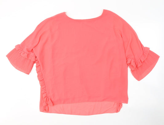 Quiz Womens Pink  Polyester Basic Blouse Size M Round Neck