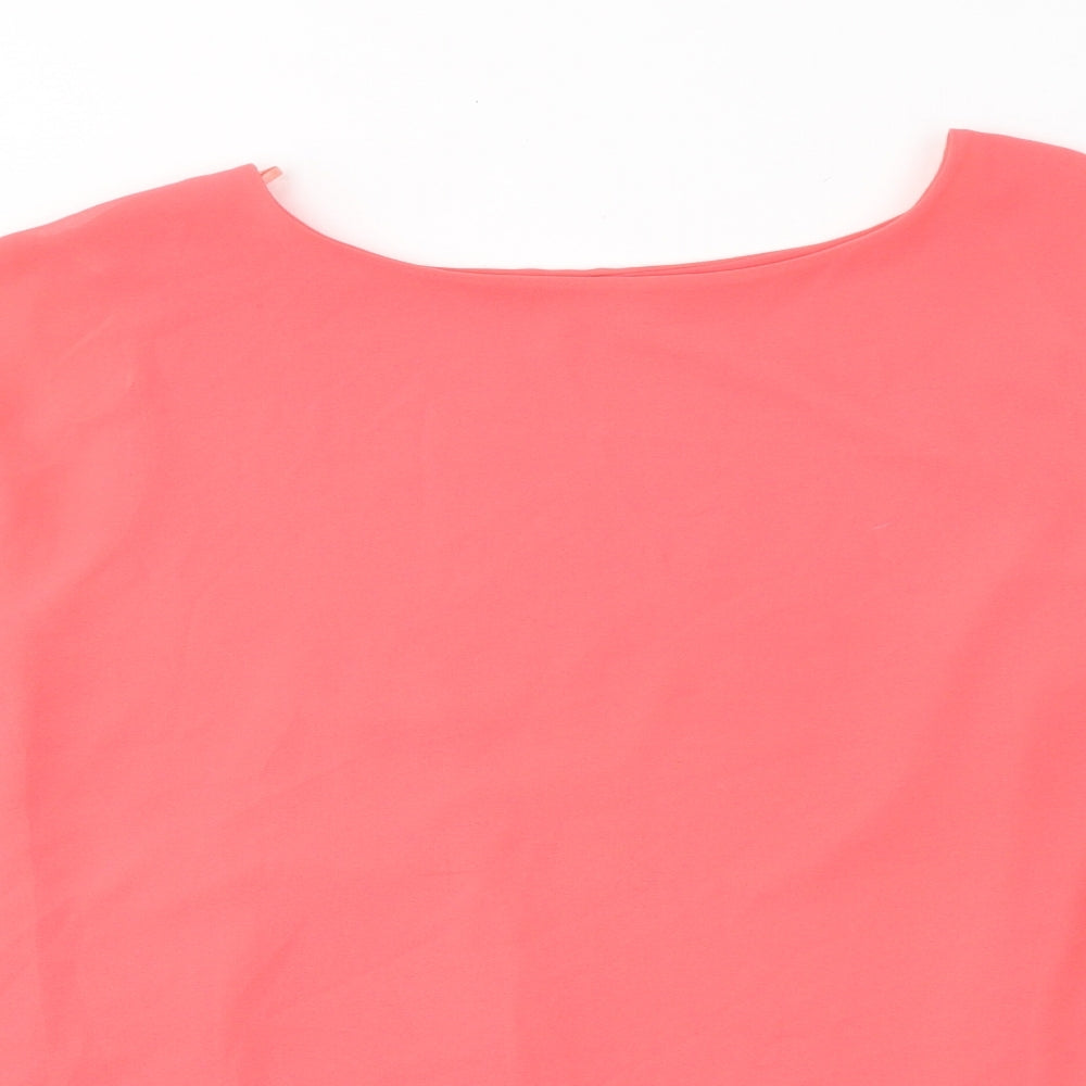 Quiz Womens Pink  Polyester Basic Blouse Size M Round Neck