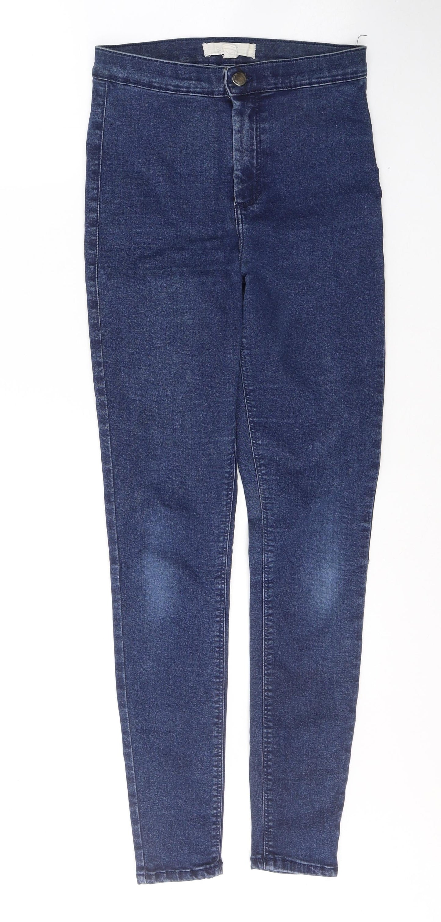 Topshop Womens Blue  Cotton Skinny Jeans Size 28 L32 in Regular Button