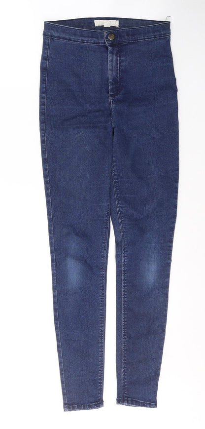 Topshop Womens Blue  Cotton Skinny Jeans Size 28 L32 in Regular Button