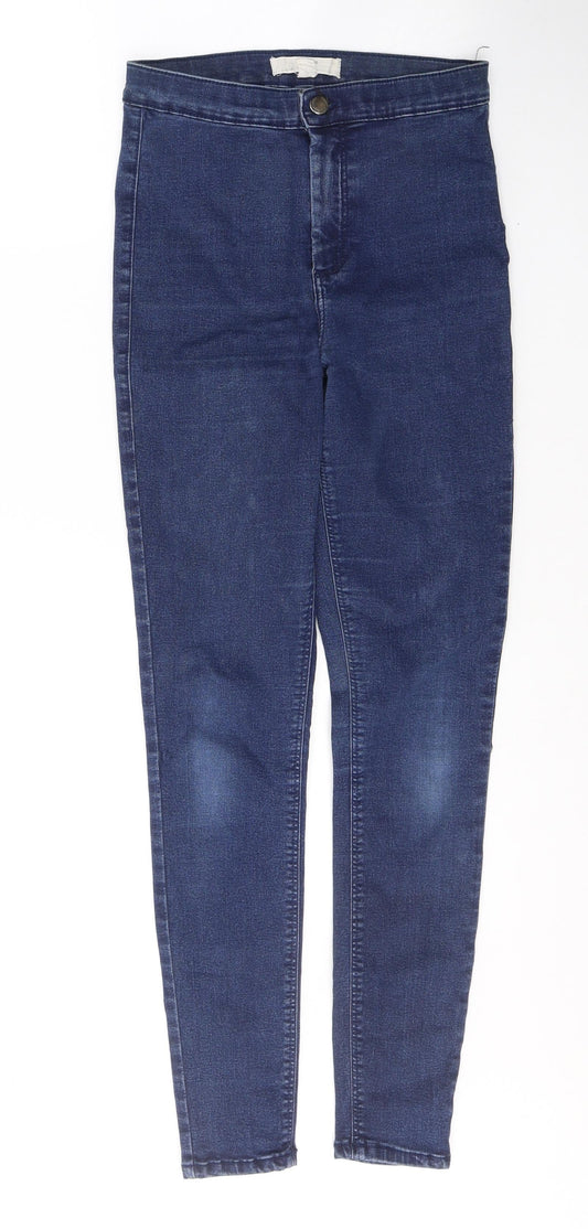Topshop Womens Blue  Cotton Skinny Jeans Size 28 L32 in Regular Button