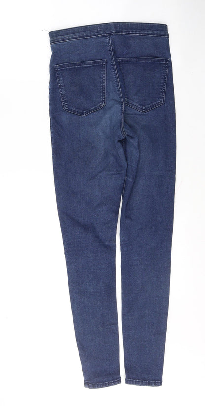 Topshop Womens Blue  Cotton Skinny Jeans Size 28 L32 in Regular Button