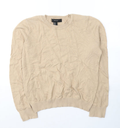 FOREVER 21 Womens Beige  Acrylic Jersey T-Shirt Size M V-Neck