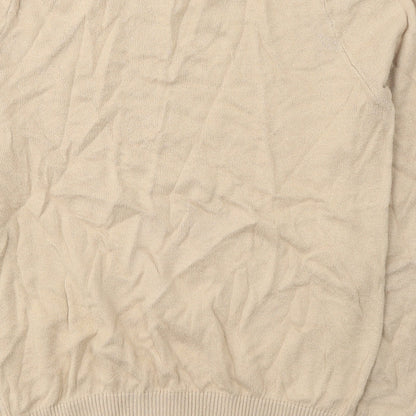 FOREVER 21 Womens Beige  Acrylic Jersey T-Shirt Size M V-Neck