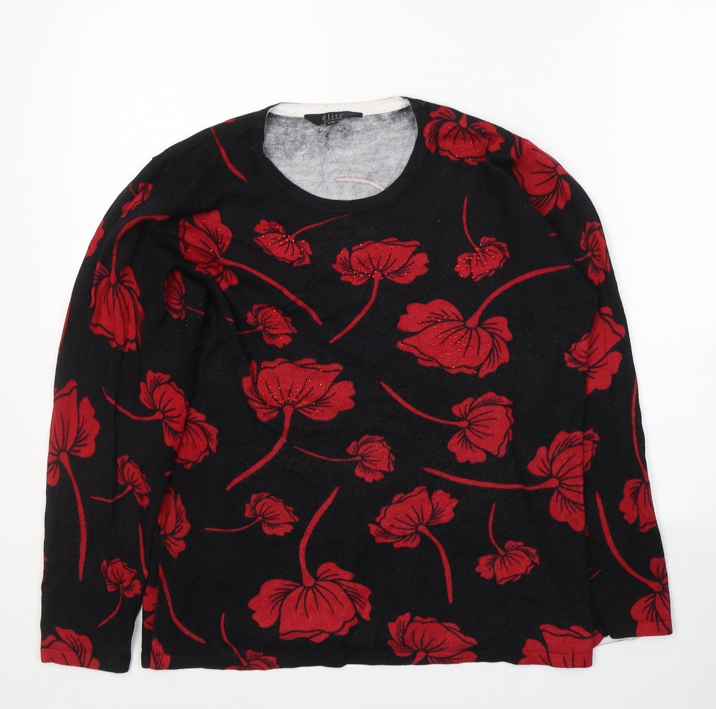 Womens UK Size L Elite Black Basic Blouse