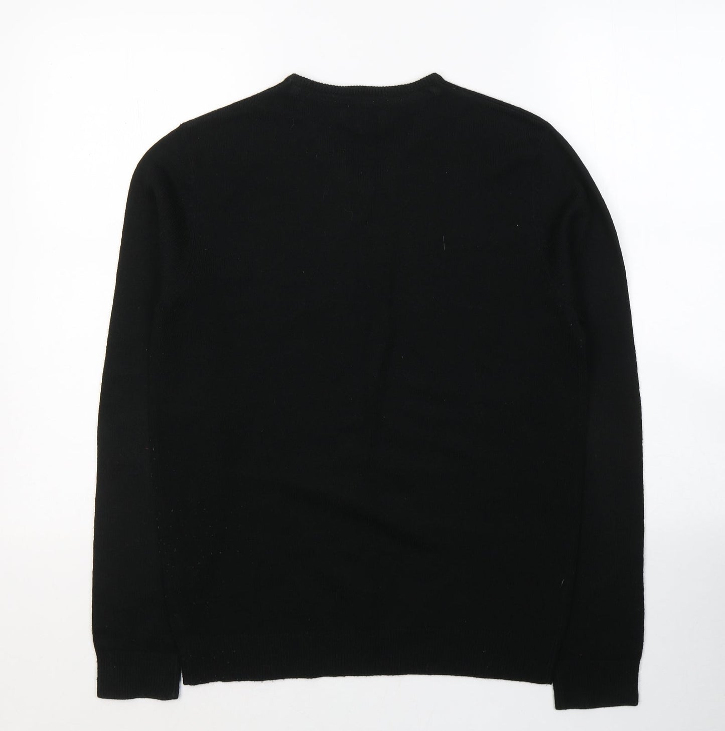 New Look Mens Black V-Neck  Acrylic Pullover Jumper Size S