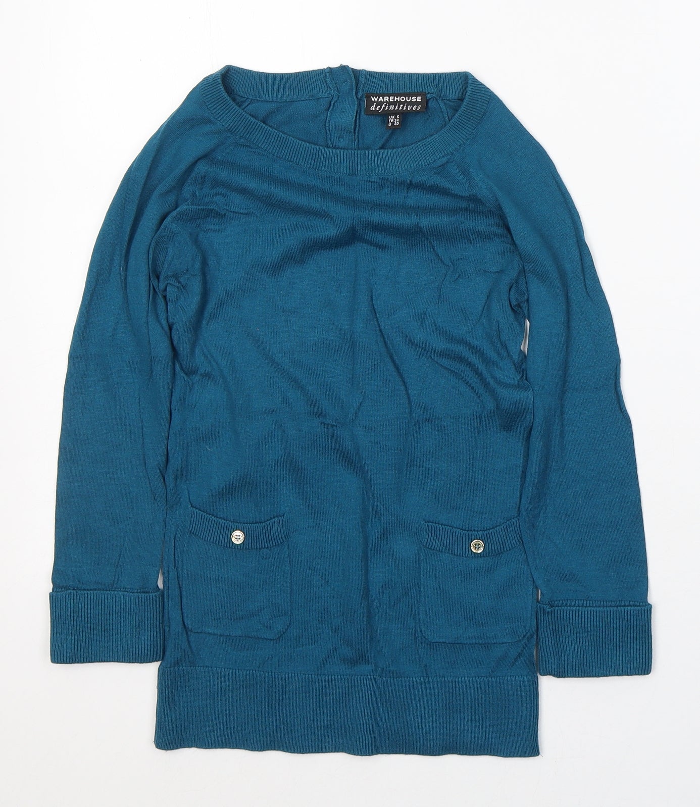 Womens UK Size 6 Warehouse Blue Jersey T-Shirt