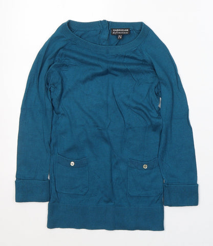 Womens UK Size 6 Warehouse Blue Jersey T-Shirt