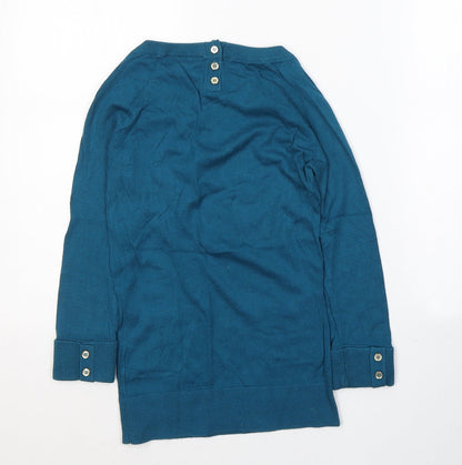 Womens UK Size 6 Warehouse Blue Jersey T-Shirt