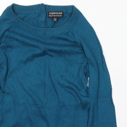 Womens UK Size 6 Warehouse Blue Jersey T-Shirt